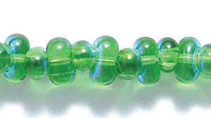 91SB583R: CZ Seed Bead Farfalle Trans MED Green AB 3x7mm-1STR