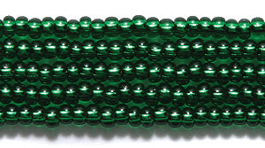 11SB484-RHR: CZ Seed Bead Silver Lined Med Green RD/Hole 11/0 - - 1 Hank