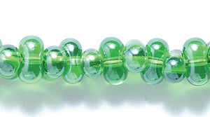 91SB383-TR: CZ Seed Bead Farfalle Sfinx Trans LT Green 3x7mm-1STR