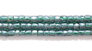 9SC388-TR: CZ Seed Bead 3-cut Trans Deep Emerald Luster 9/0-1HK