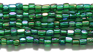 9SC584-TR: CZ Seed Bead 3-cut Christmas Green AB-1HK