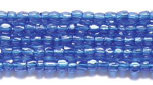 9SC368-TR: Czech Seed Bead 3-cut Transparent Capri Blue Luster 9/0 - - 1 Hank