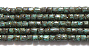 9SC185-52R: CZ Seed Bead 3-cut Turquoise Green Travertine 9/0-1HK