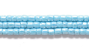 9SC364R: CZ Seed Bead 3-cut Opaque DK Turquoise Blue Luster 9/0-1HK