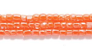 9SC334R: CZ Seed Bead 3-cut Opaque Orange Luster 9/0-1HK