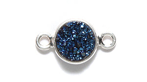 ST25-41B: Druzy Link Blue 8x14mm Sterling Silver - - 1 Piece