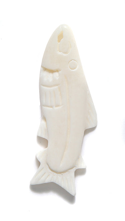 BN375-49R: Bone Carved Fish/salmon 18x47mm-2PC