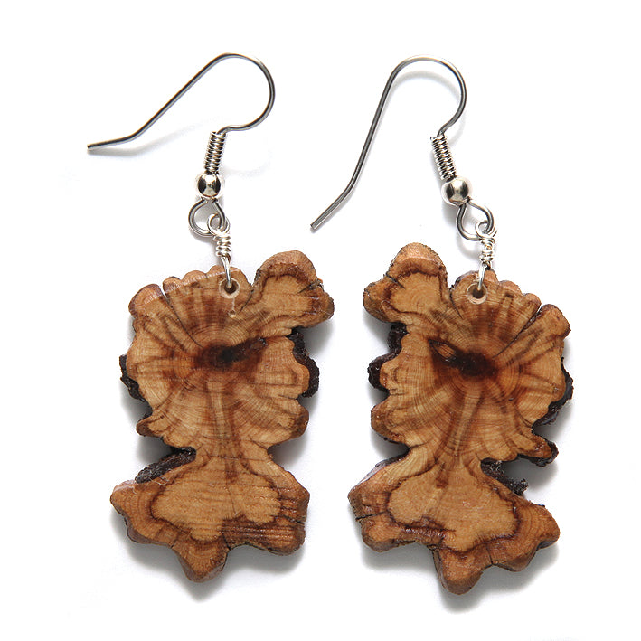 WO103-3: Cedar Burl Wood Earrings 34mm 1 Pair