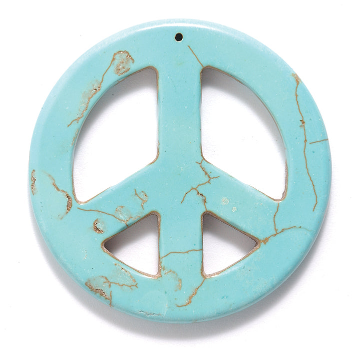 ST633-55: Magnesite Peace Sign Turquoise 55mm