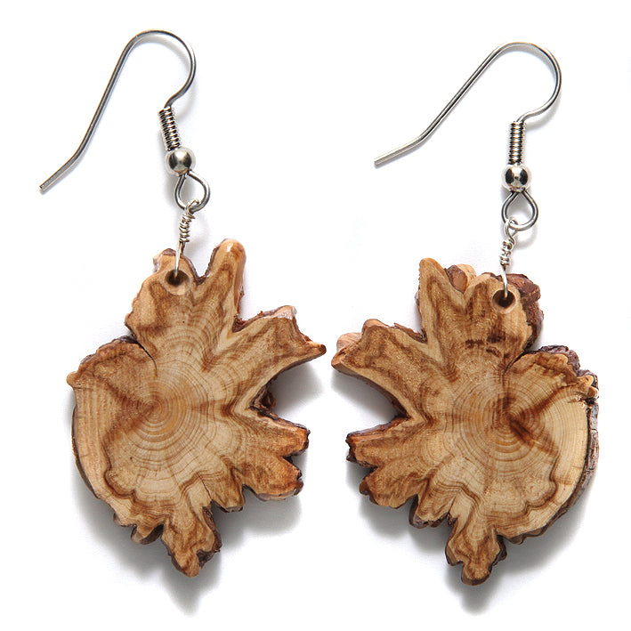 WO103-2: Cedar Burl Wood Earrings 35mm 1 Pair