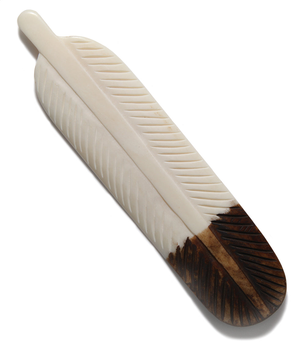 BN325-BR: BN325-BR Bone Feather Dk Tip 34x120mm 1PC