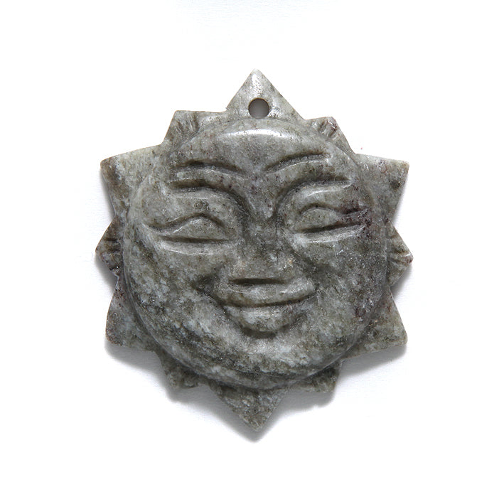 ST5601-10: Assorted Stone Sun Face Pendant 4PC 44mm