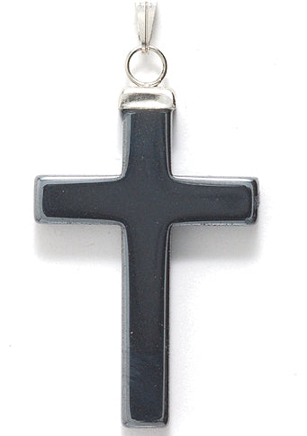 60ST403-C: Hematite Cross PNDNT Cap/bail 22x34mm