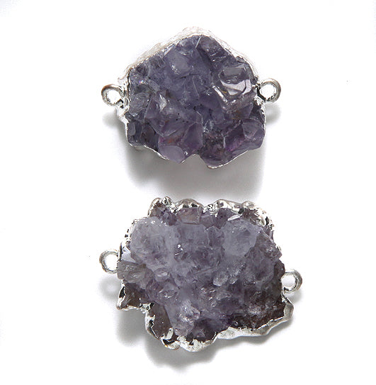 ST25-87S: Brazil Amethyst Calcite Druzy Link 20-30mm Av 1 Each