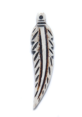 BN153: India Bone Feather 34mm 6 Pieces