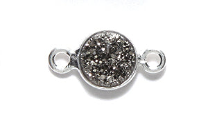 ST25-41G: Druzy Link Grey 8x14mm Sterling Silver - - 1 Piece