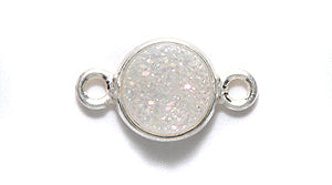 ST25-41W: Druzy Link White AB 8x14mm Sterling Silver