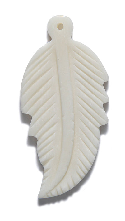 BN375-33: BN375-33 Bone Feather/leaf 25x50mm 4PC