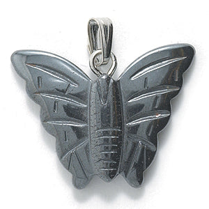 60ST403-B: Hematite Butterfly PNDNT 25mm