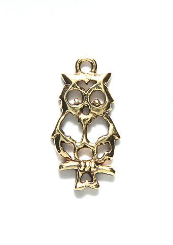 PW6459-AG: Charm Owl Outline 12x24mm Ant Gold - 1PC