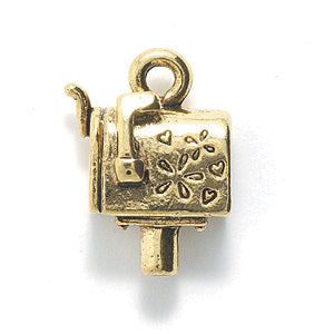 PW9208-AG: Charm Mailbox Ant Gold 18mm - 1PC