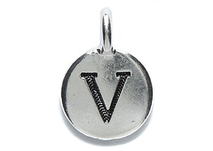 TC240-VS: Charm Letter V Ant SIL 11.5x16mm