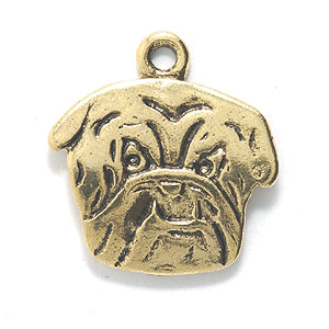 PW9254-AG: Charm Bulldog Head Ant Gold 18x20mm - 1PC