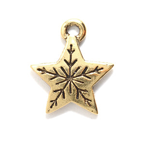 PW9243-AG: Charm Snowflake Star Ant Gold 15x17mm - 1PC