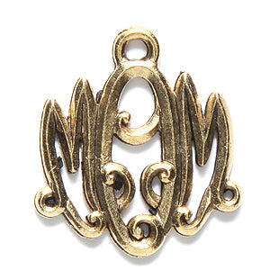 PW6364-AG: Charm Filigree Mom 20x22mm Ant Gold-1PC