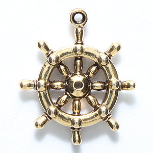 PW6316-AG: Charm Nautical Wheel 20x23mm Ant Gold - 1PC