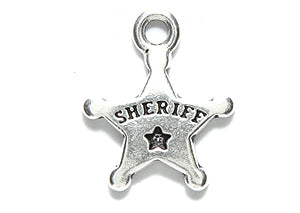 TC2284-AS: Charm Sheriffs Badge 18mm Ant SIL