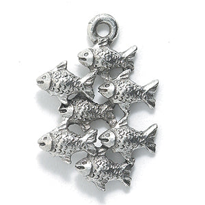 PW9079-S: Charm School Of Fish Ant Pewter 16x23mm 1PC