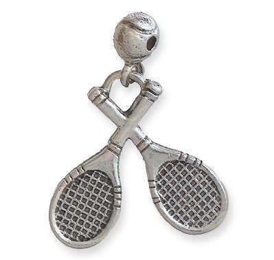 PW9188-S: Charm Tennis Racquets w/Ball Ant Pewter 22x25mm 1PC