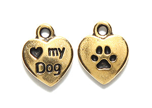 TC2200-AG: Heart Love My Dog 12.75mm Ant GLD