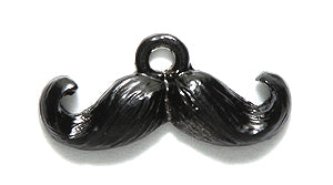 PW6468-B: Charm Mustache Black 9x20mm-1PC