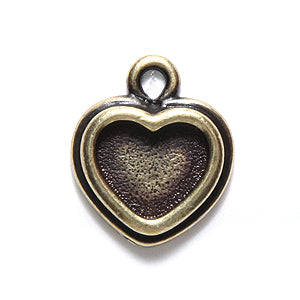 TC2467-AB: Stepped 10mm Heart Bezel Ant Brass