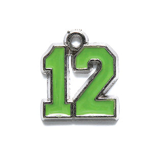 PW6472-G: Charm 12 Green Epoxy Silver 14x16mm-1PC