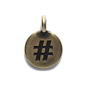 TC2452-AB: Charm Hashtag 11.5x16mm Ant Brass