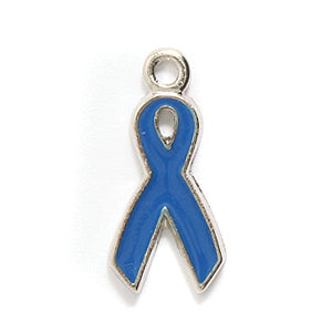 PW9278-BS: Charm Blue Ribbon Epoxy Ant Pewter 10x20mm 1PC