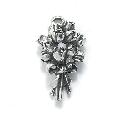 PW9221-S: Charm Rose Bouquet Ant Pewter 14x24mm 1PC