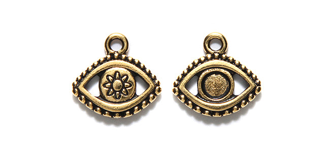 TC2537-AG: Charm Evil Eye 15x16mm Ant GLD