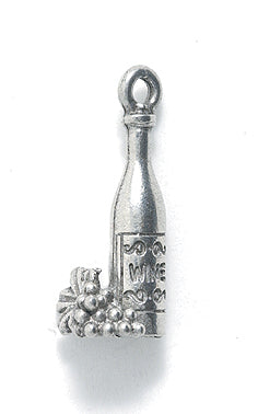 PW9223-S: Charm Wine Bottle w/Grapes Ant Pewter 22mm 1PC