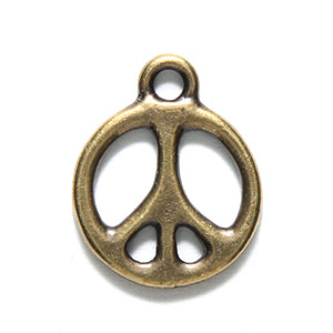 TC2294-AB: Peace Sign 19mm Ant Brass