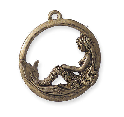 PW9049-AG: Charm Pendant Mermaid Ant Gold 26mm - 1PC