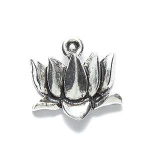 PW6381-S: Charm Lotus FL 15x17mm Ant Pewter 1PC