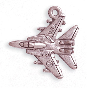 PW9268-S: Charm Fighter Jet Silver 21x22mm-1PC