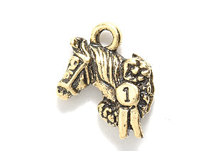 PW9977-AG: Charm #1 Horse Ant Gold 12x15mm - 1PC