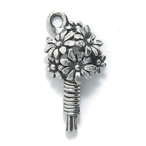 PW9222-S: Charm Daisy Bouquet Ant Pewter 12x22mm 1PC