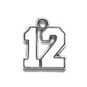 PW6472-W: Charm 12 White Epoxy Silver 14x16mm-1PC