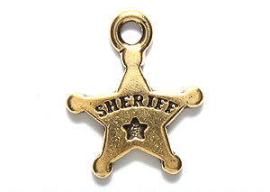 TC2284-AG: Charm Sheriffs Badge 18mm Ant GLD